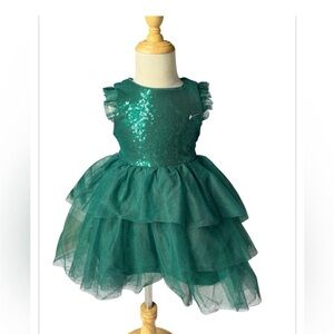 Zunie girls layered tulle holiday dress green size 2